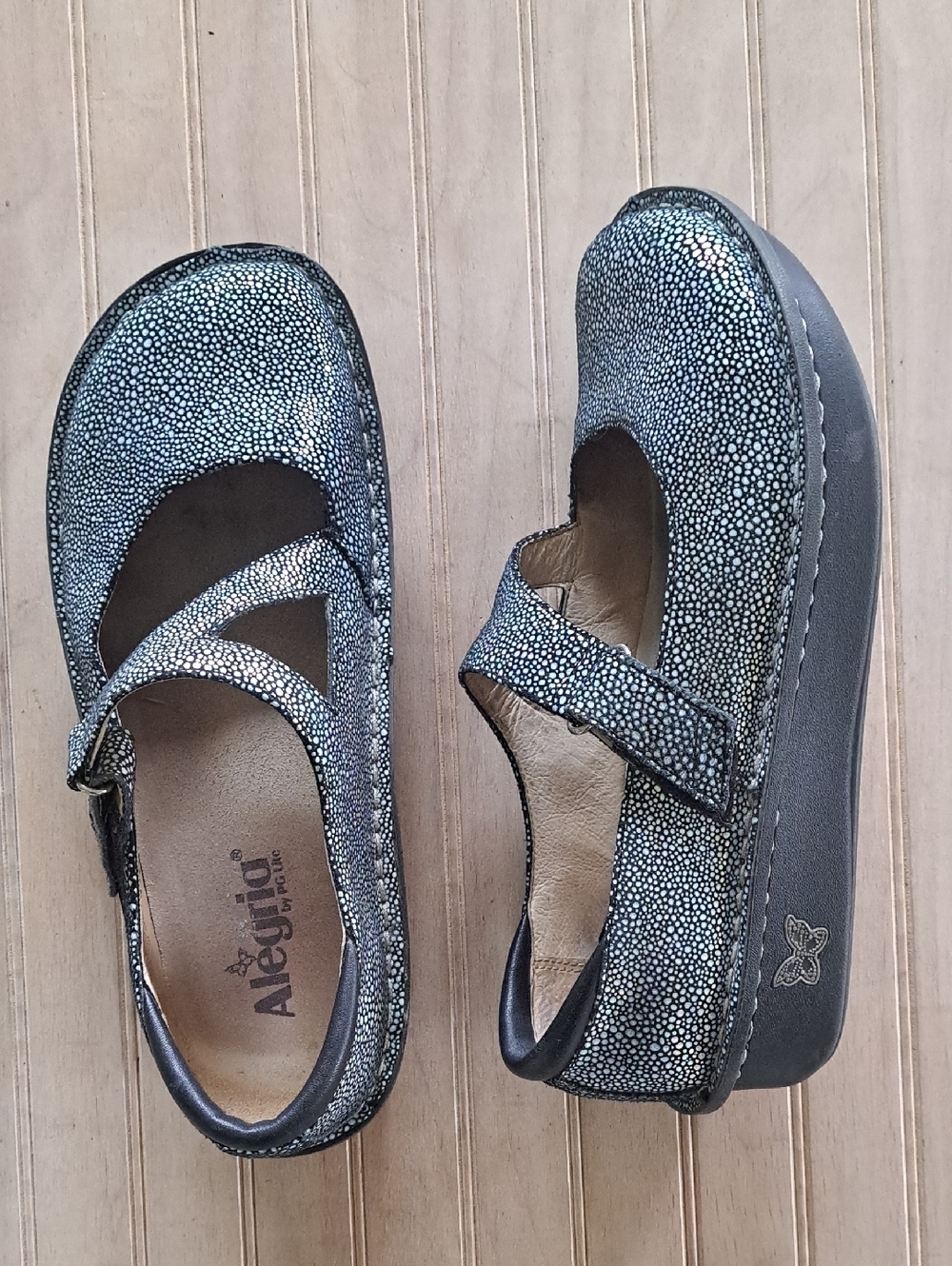 Alegria Dayna Spring Dottie Metallic Mary Jane Shoes Comfort Rocker Sole Pg Lite